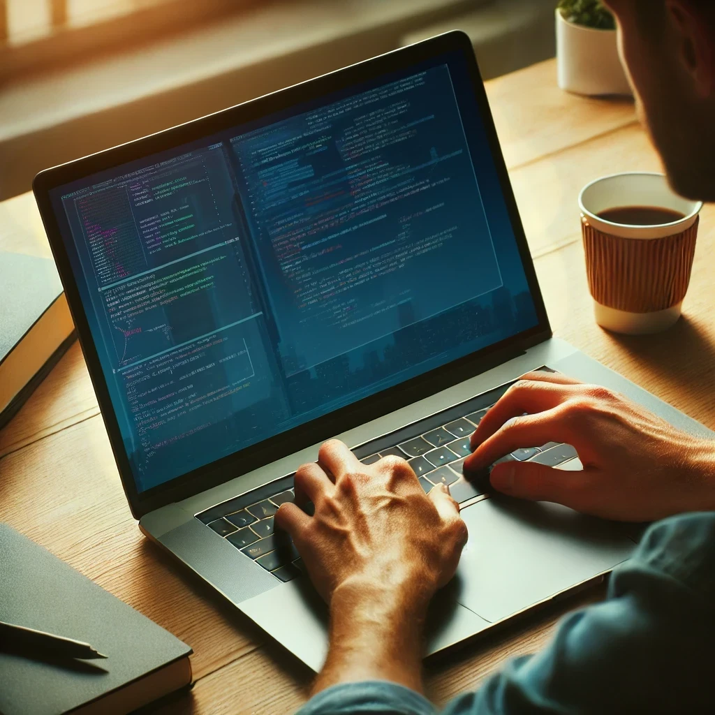 laptop with coffee